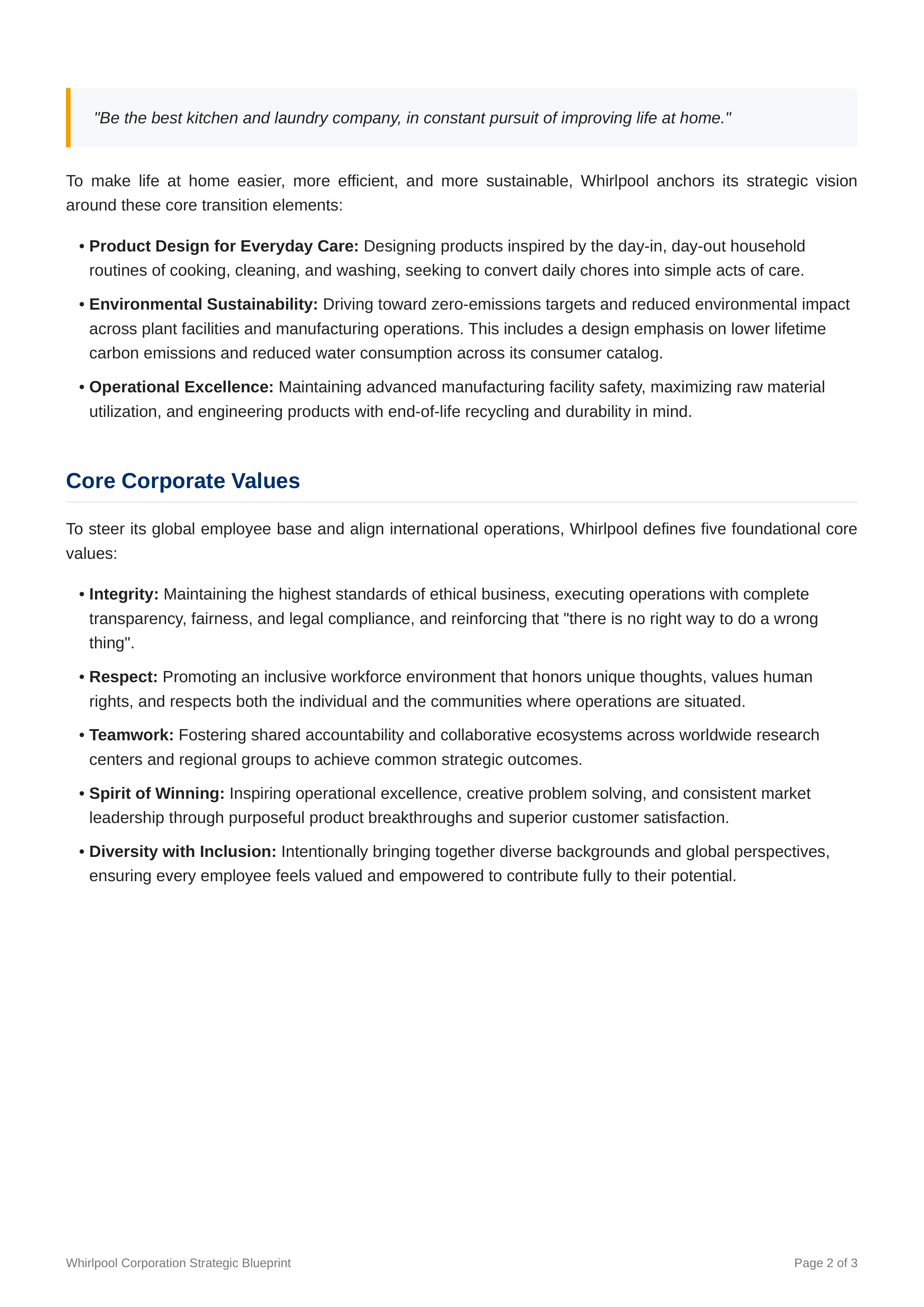 Whirlpool Mission Statement — page 2