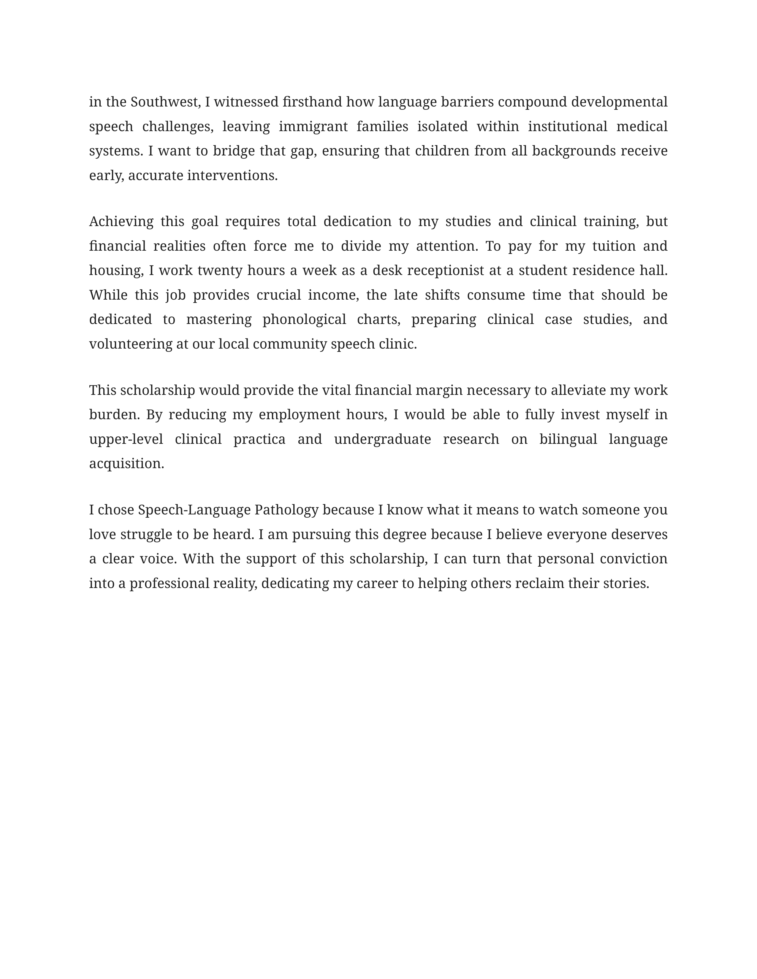 Why I Chose My Major Scholarship Essay — page 2