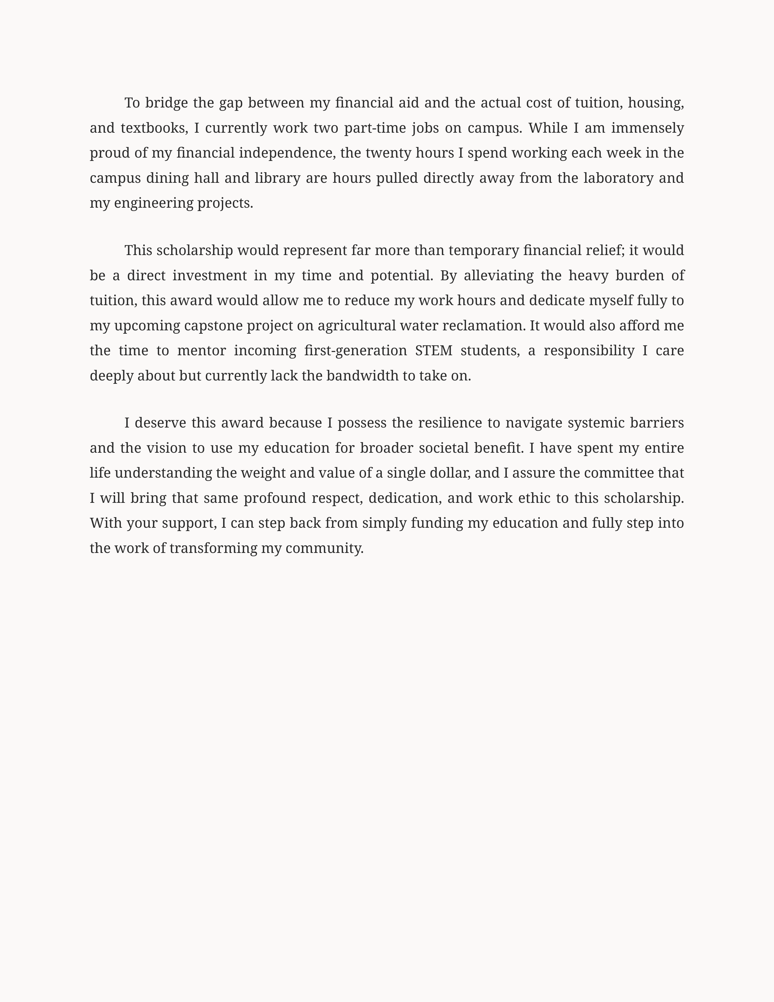 Why I Deserve This Scholarship Essay — page 2
