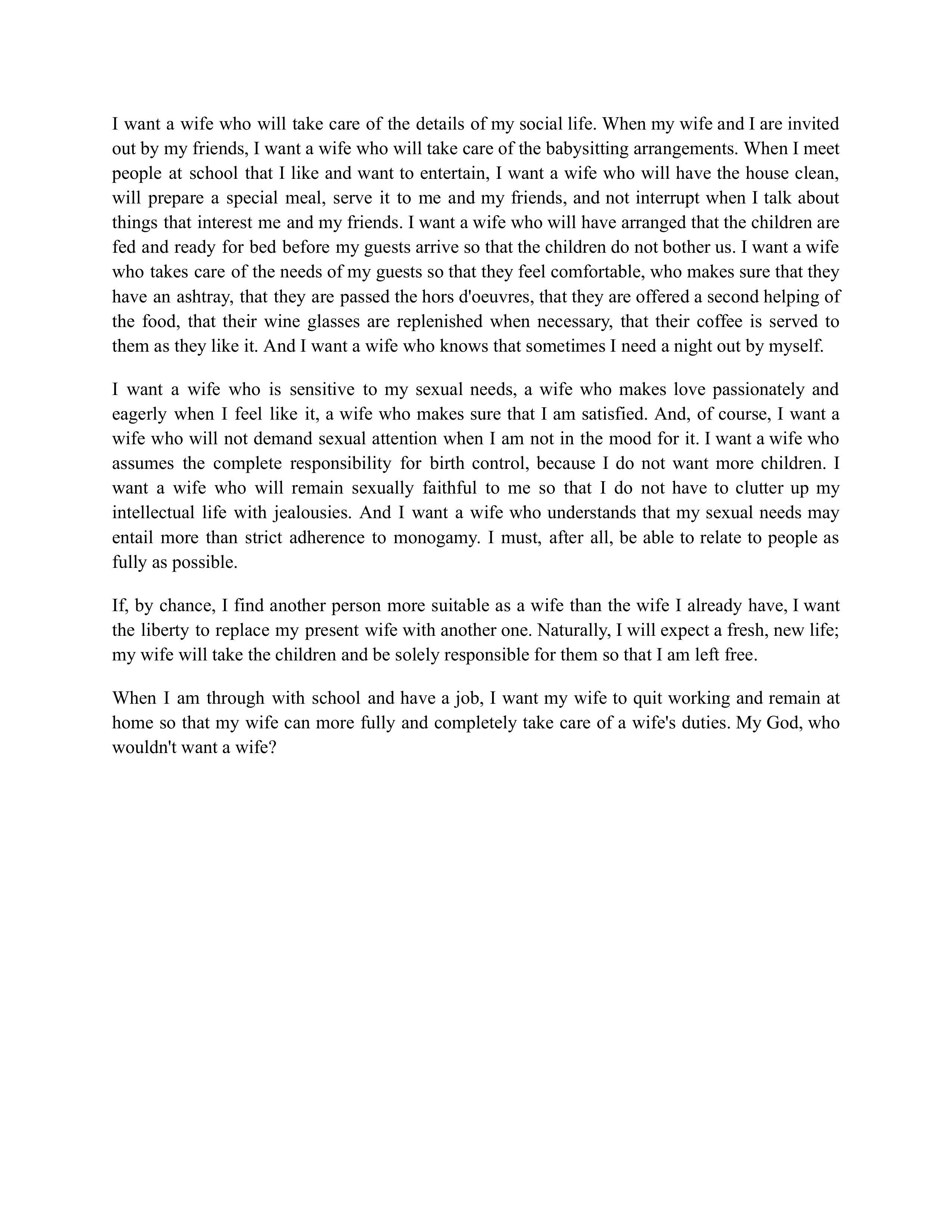Why I Want a Wife Essay — page 2