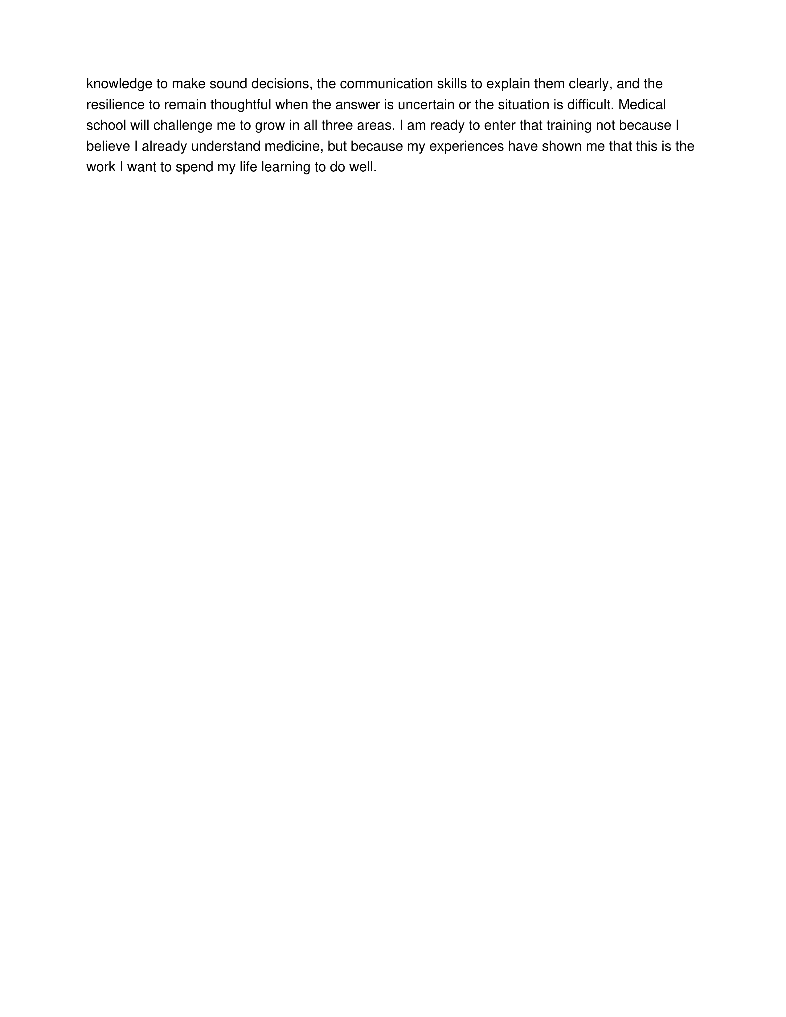 Why I Want to Be a Doctor Medical School Personal Statement — page 2