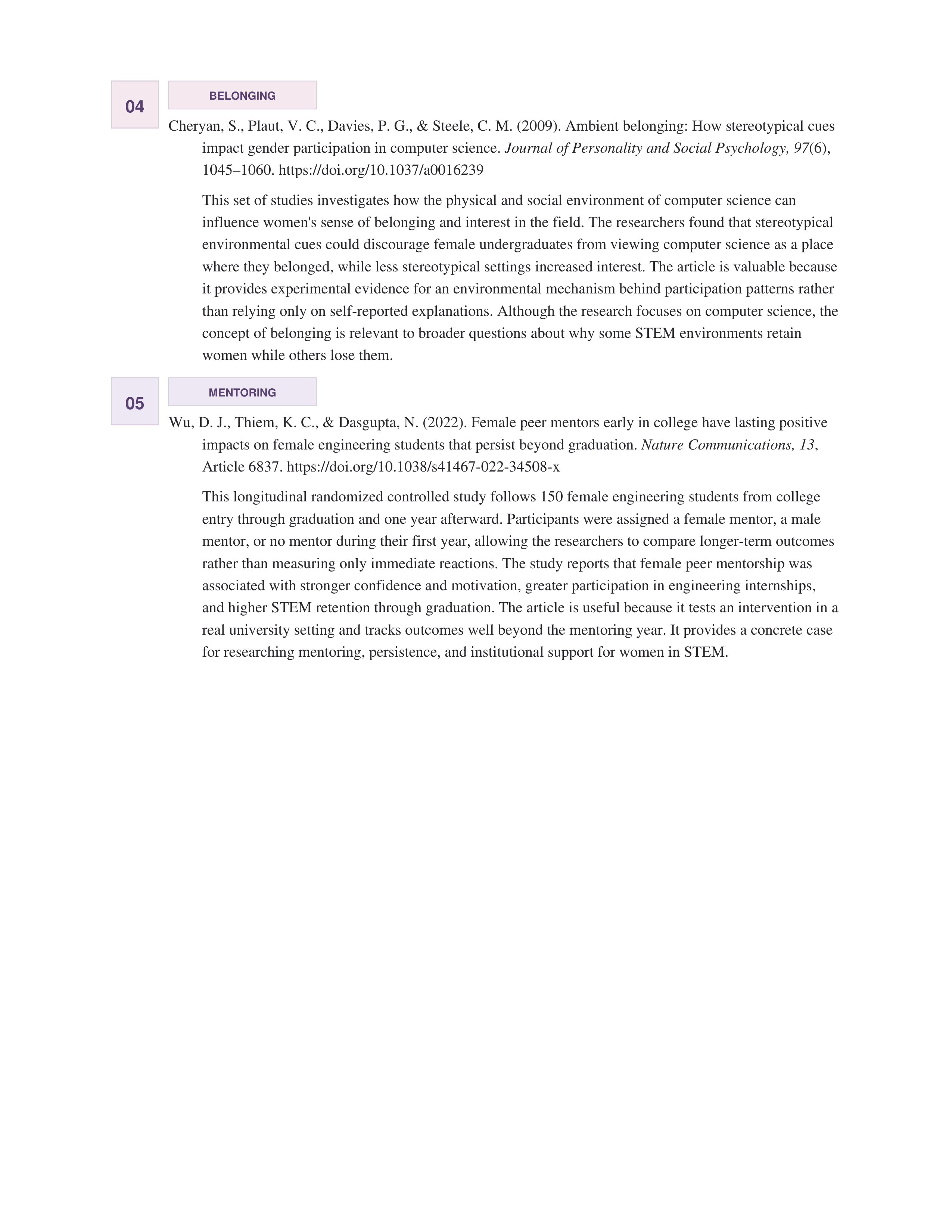 Women in STEM Annotated Bibliography — page 2