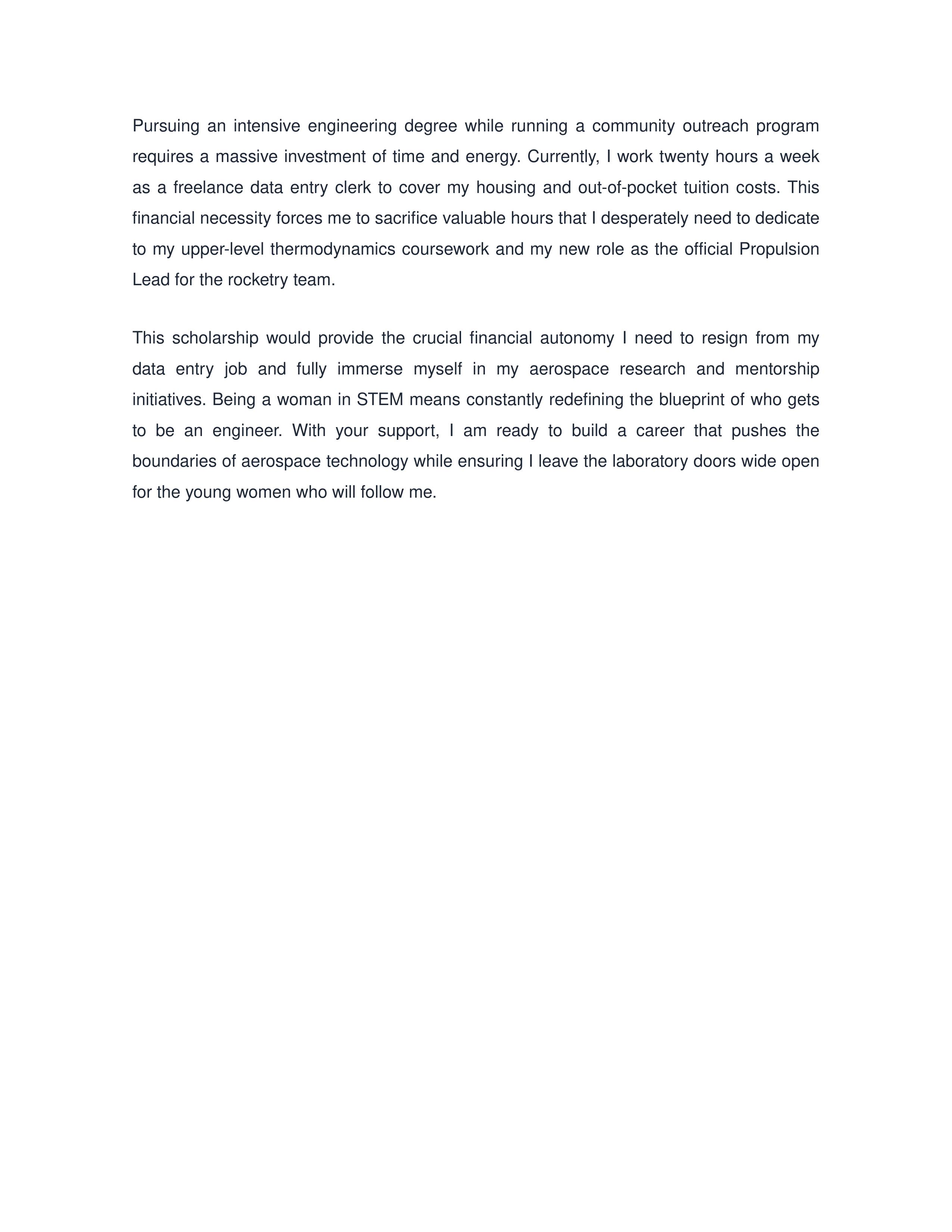 Women in STEM Scholarship Essay — page 2