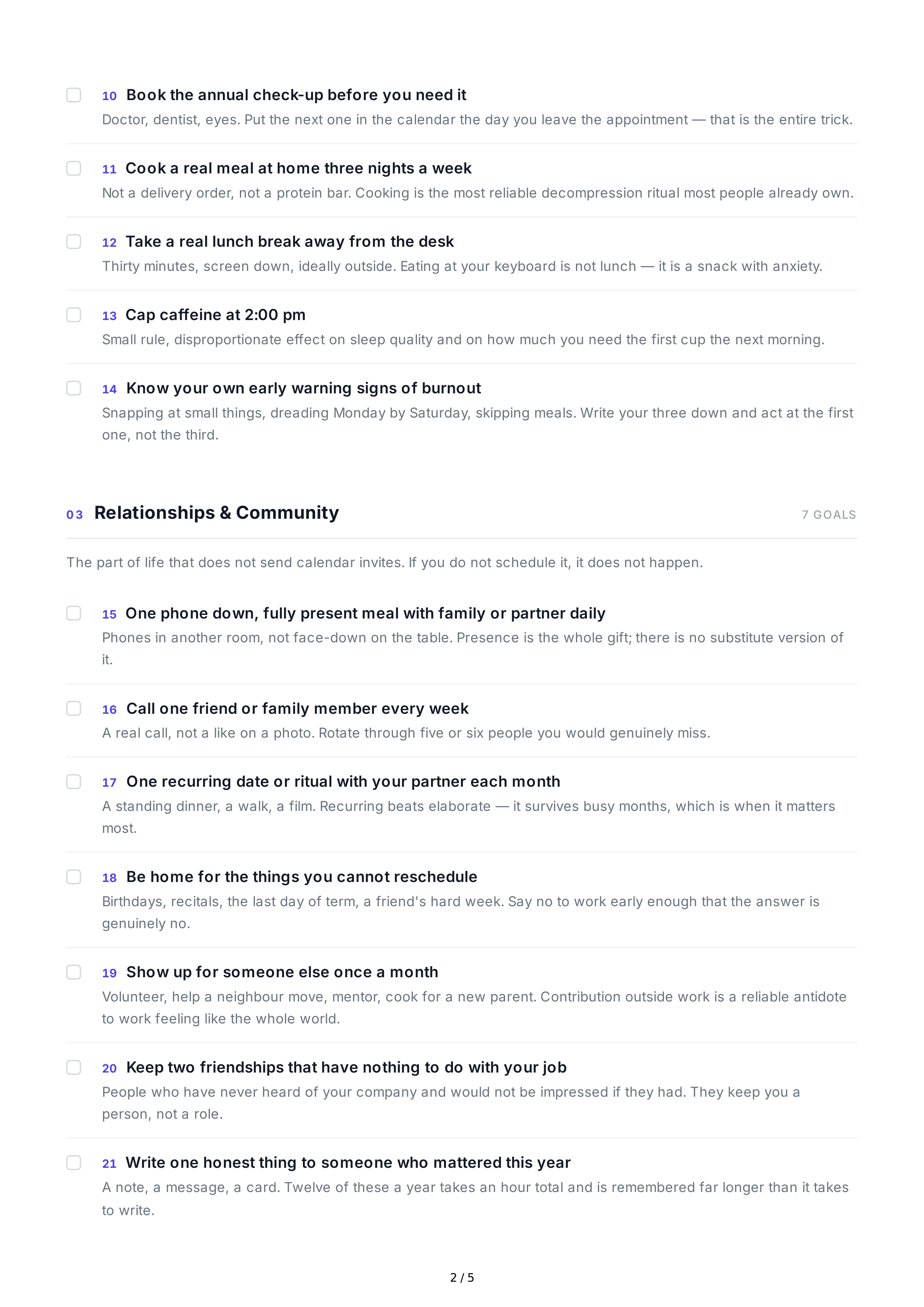 Work-Life Balance Life Goals — page 2