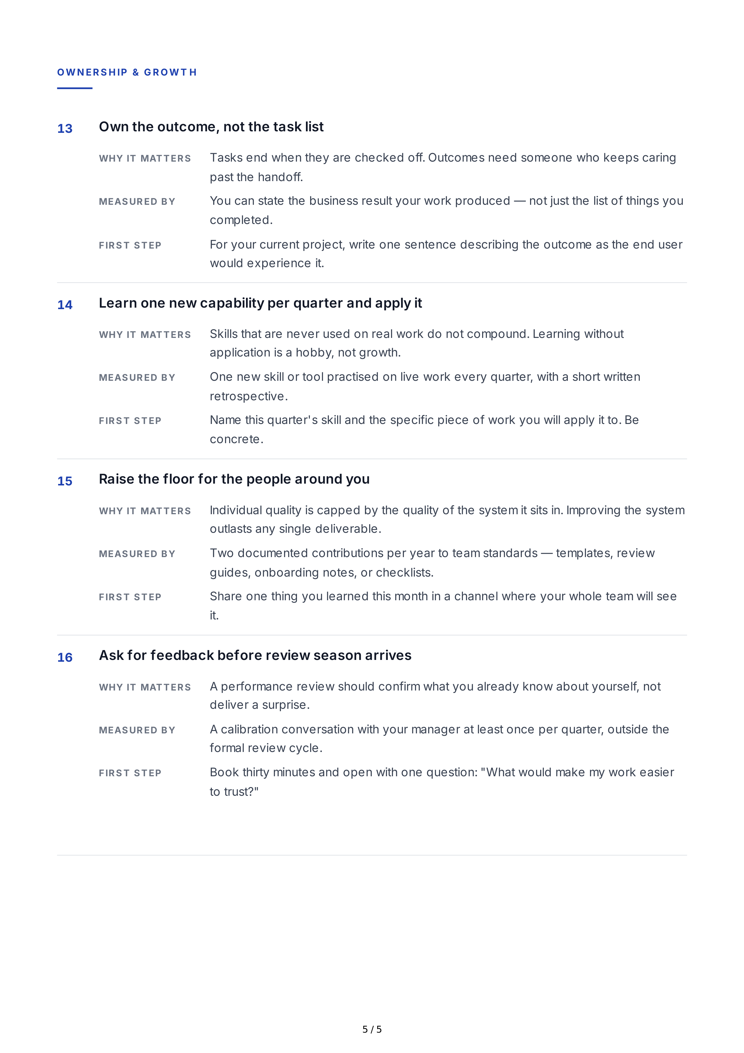 Work Quality Professional Goals — page 5
