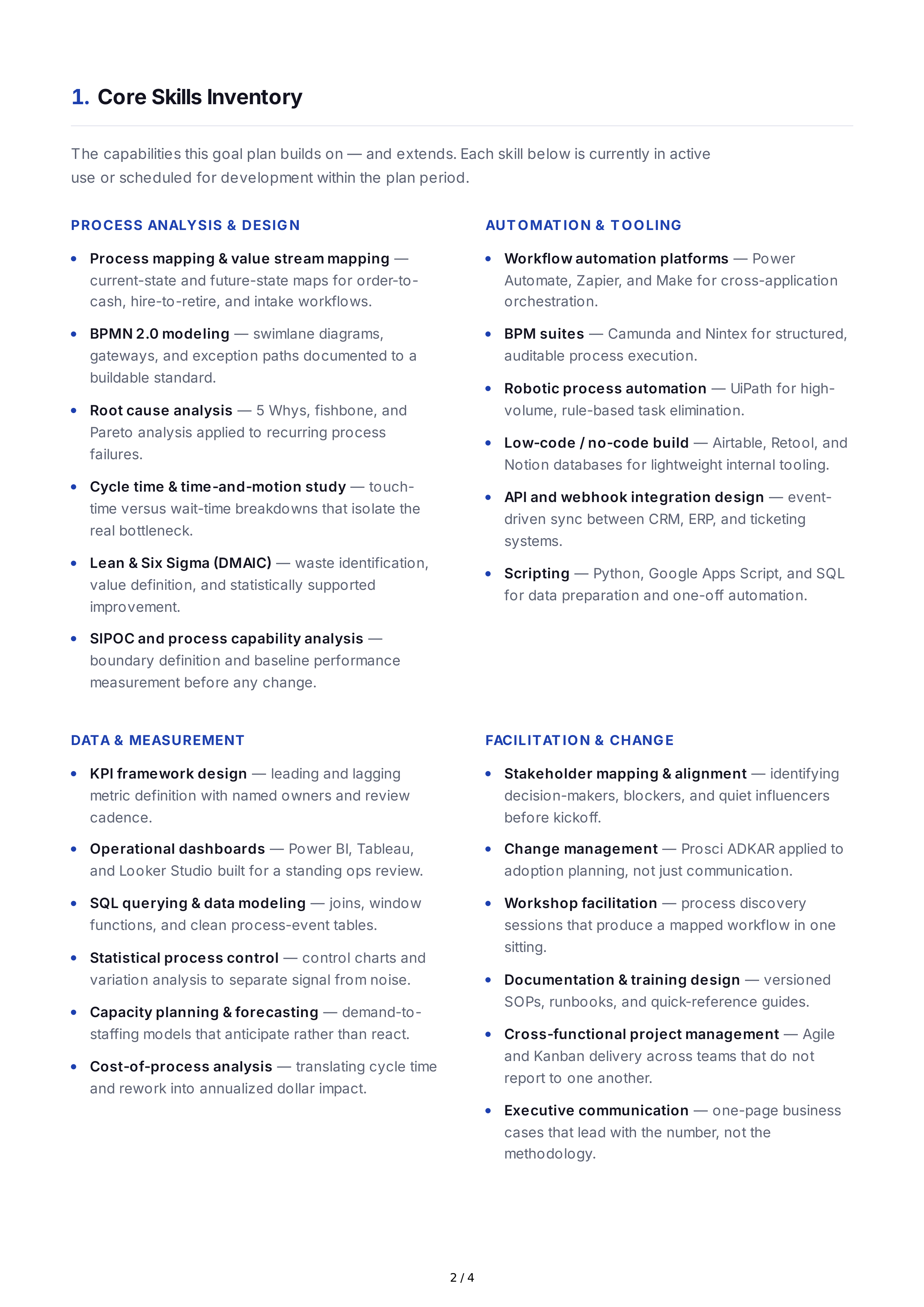 Workflow Optimization Professional Goals — page 2