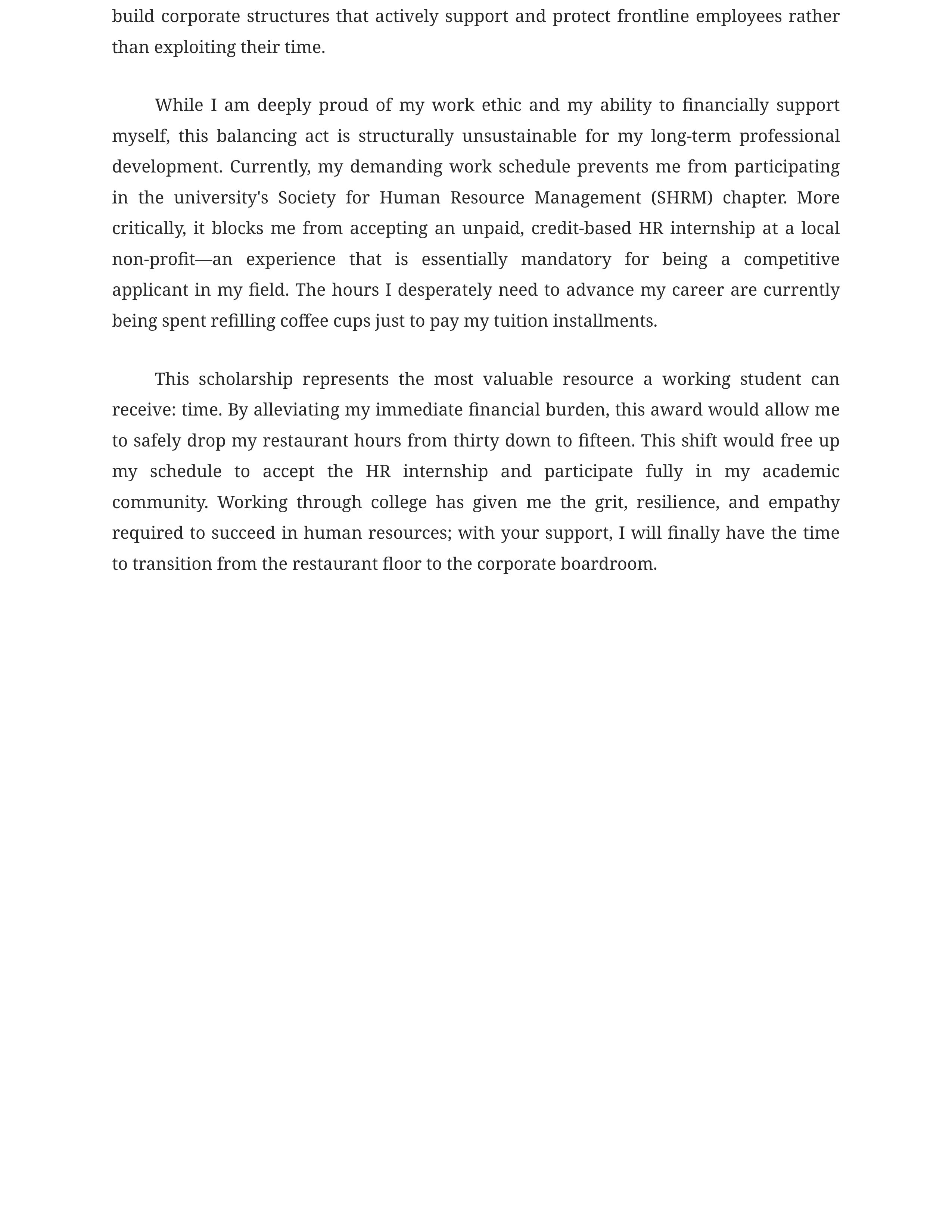 Working While Attending College Scholarship Essay — page 2