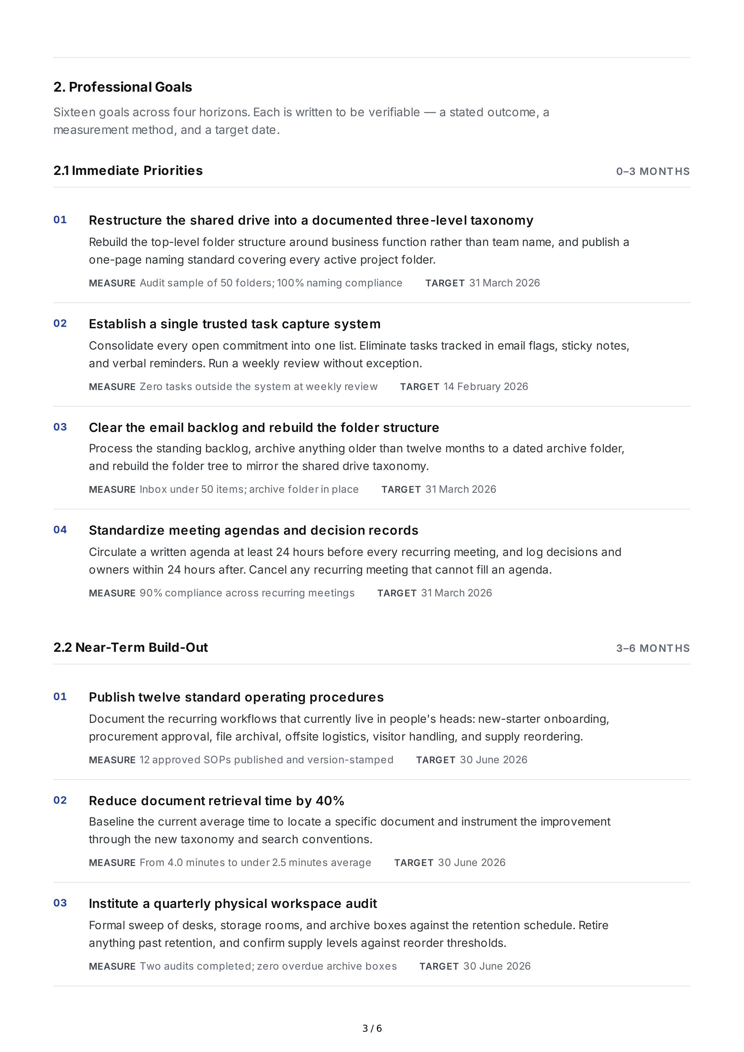 Workplace Organization Professional Goals — page 3