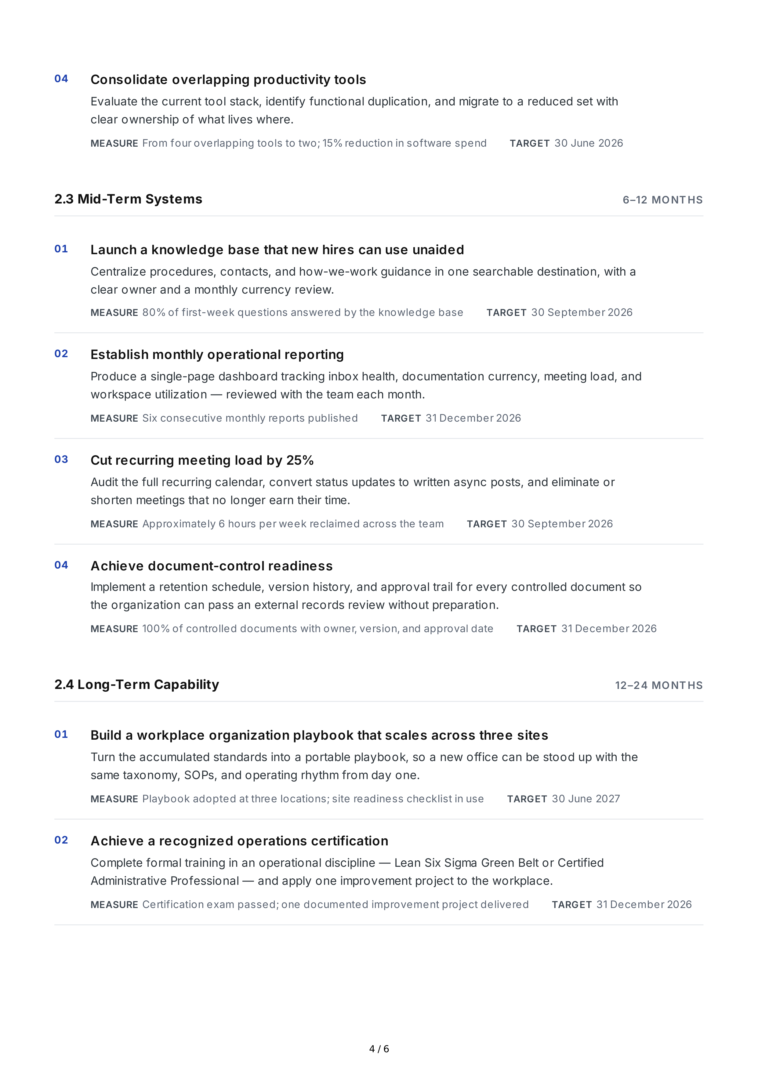 Workplace Organization Professional Goals — page 4