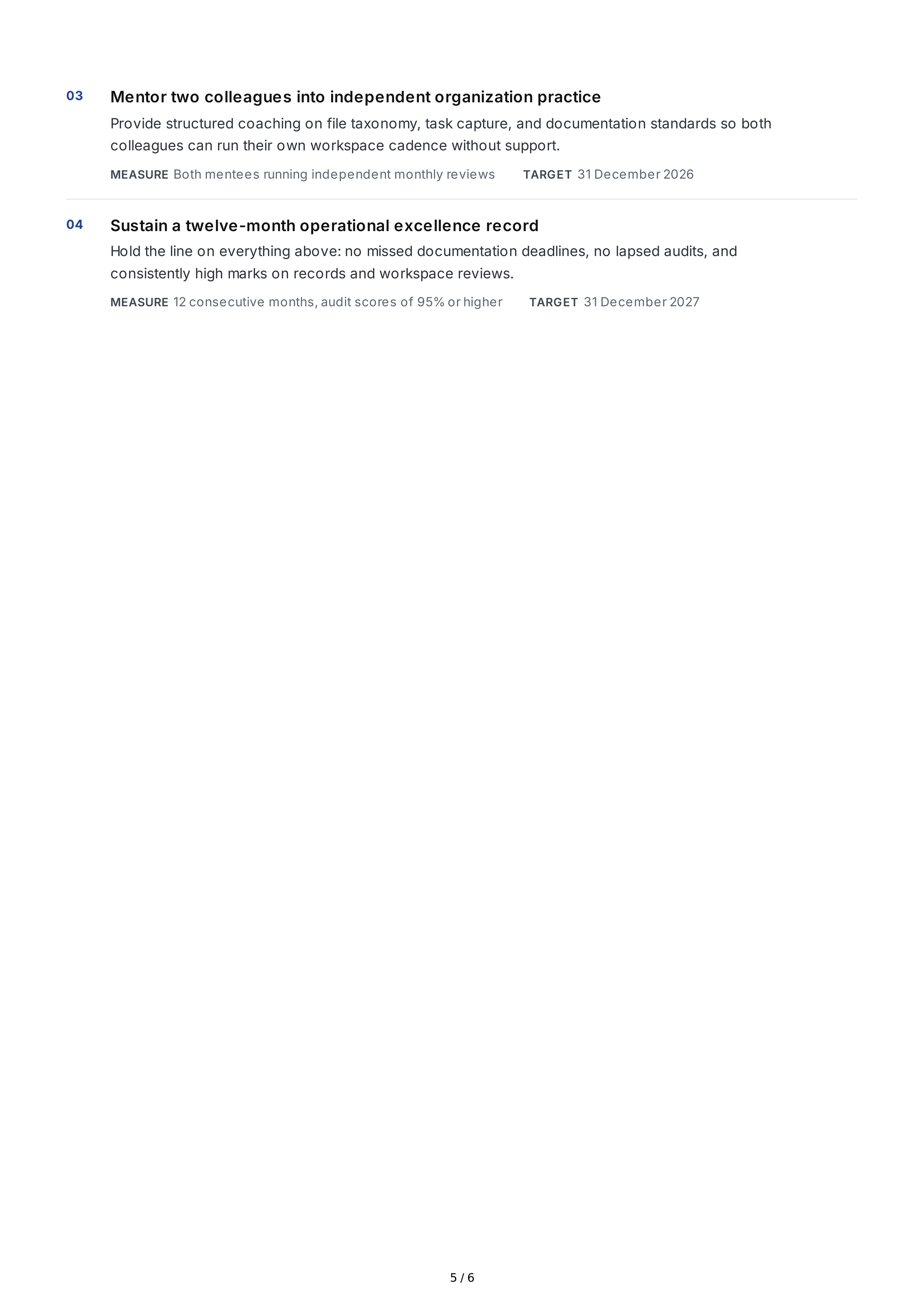 Workplace Organization Professional Goals — page 5
