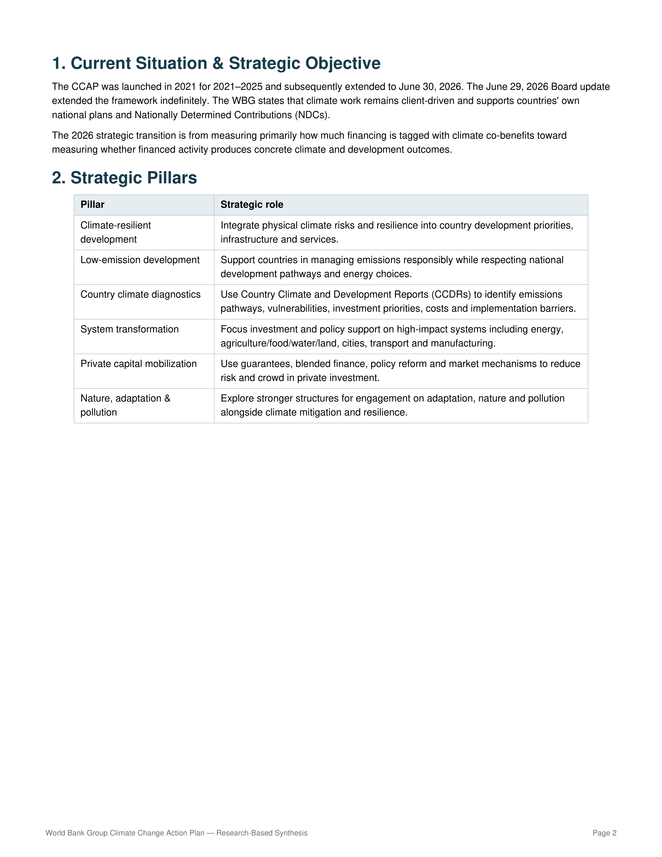 World Bank Group Climate Change Action Plan — page 2