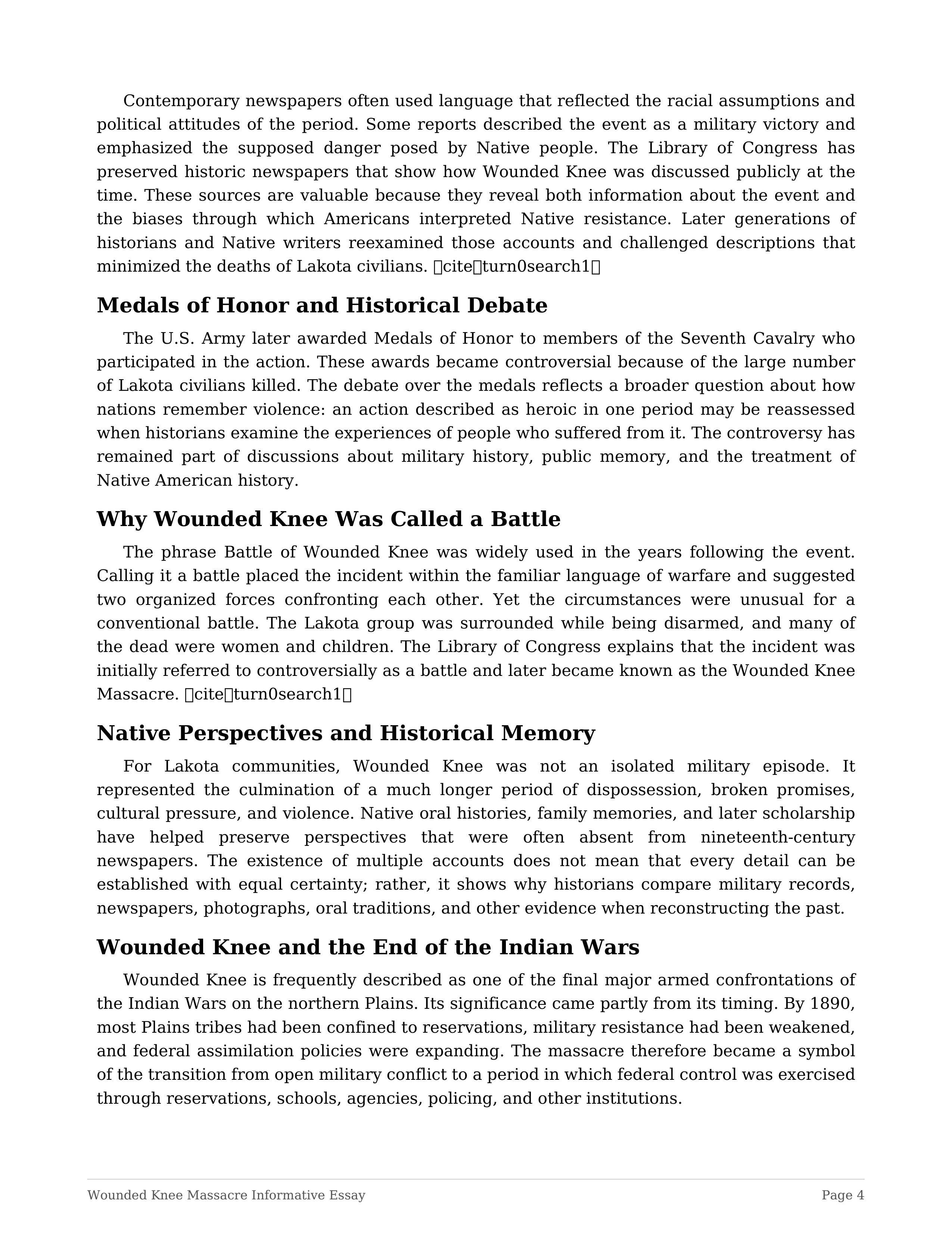 Wounded Knee Massacre Informative Essay — page 4
