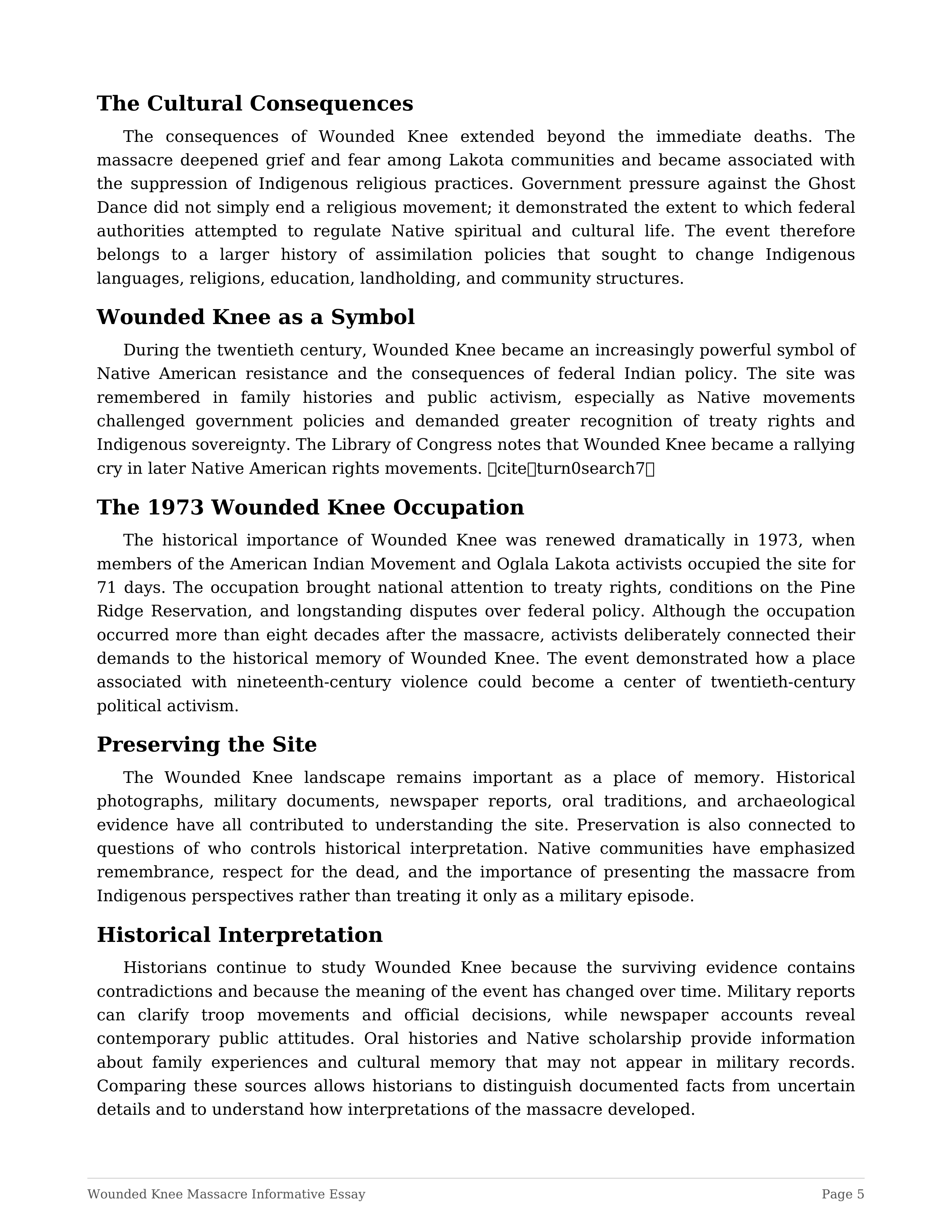 Wounded Knee Massacre Informative Essay — page 5