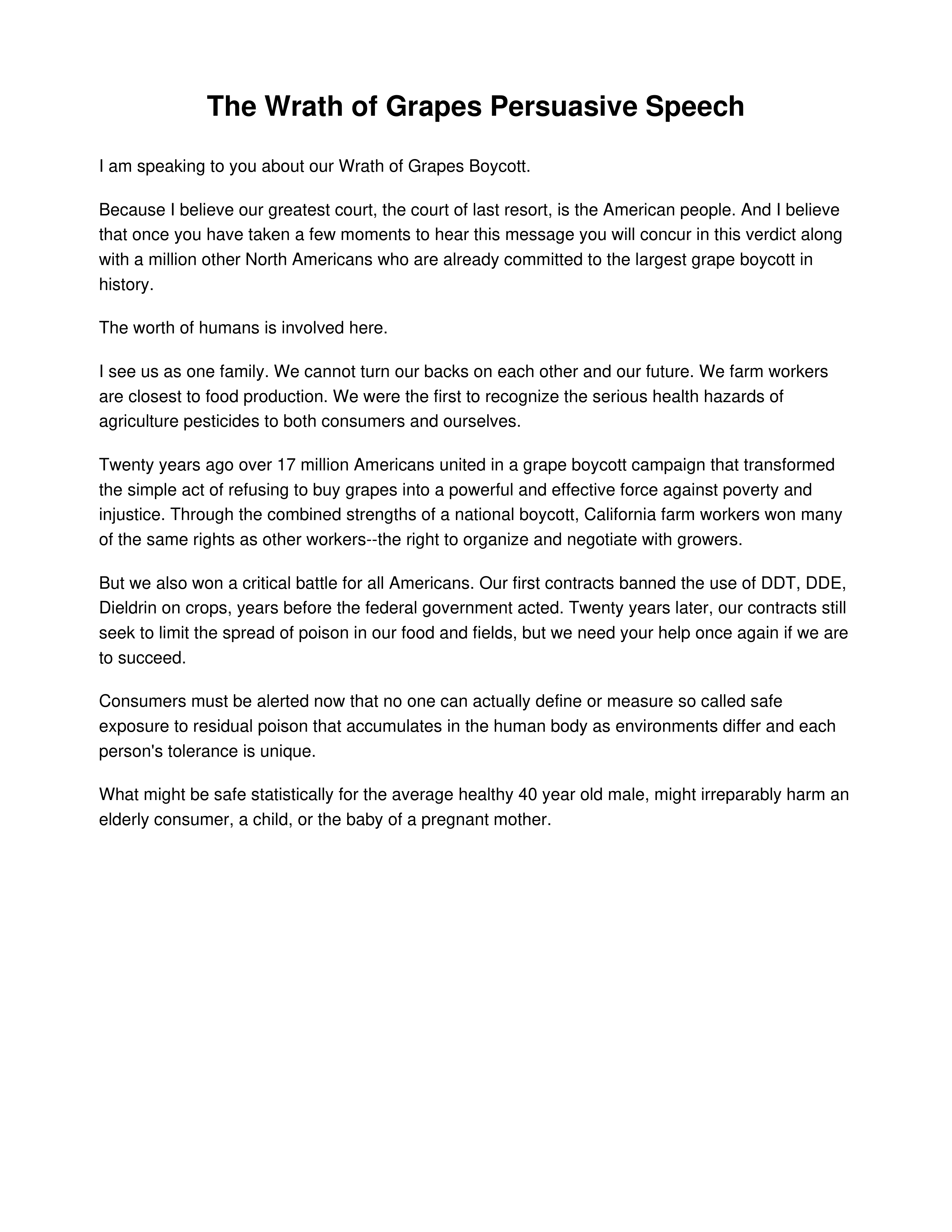 The Wrath of Grapes Persuasive Speech — page 1