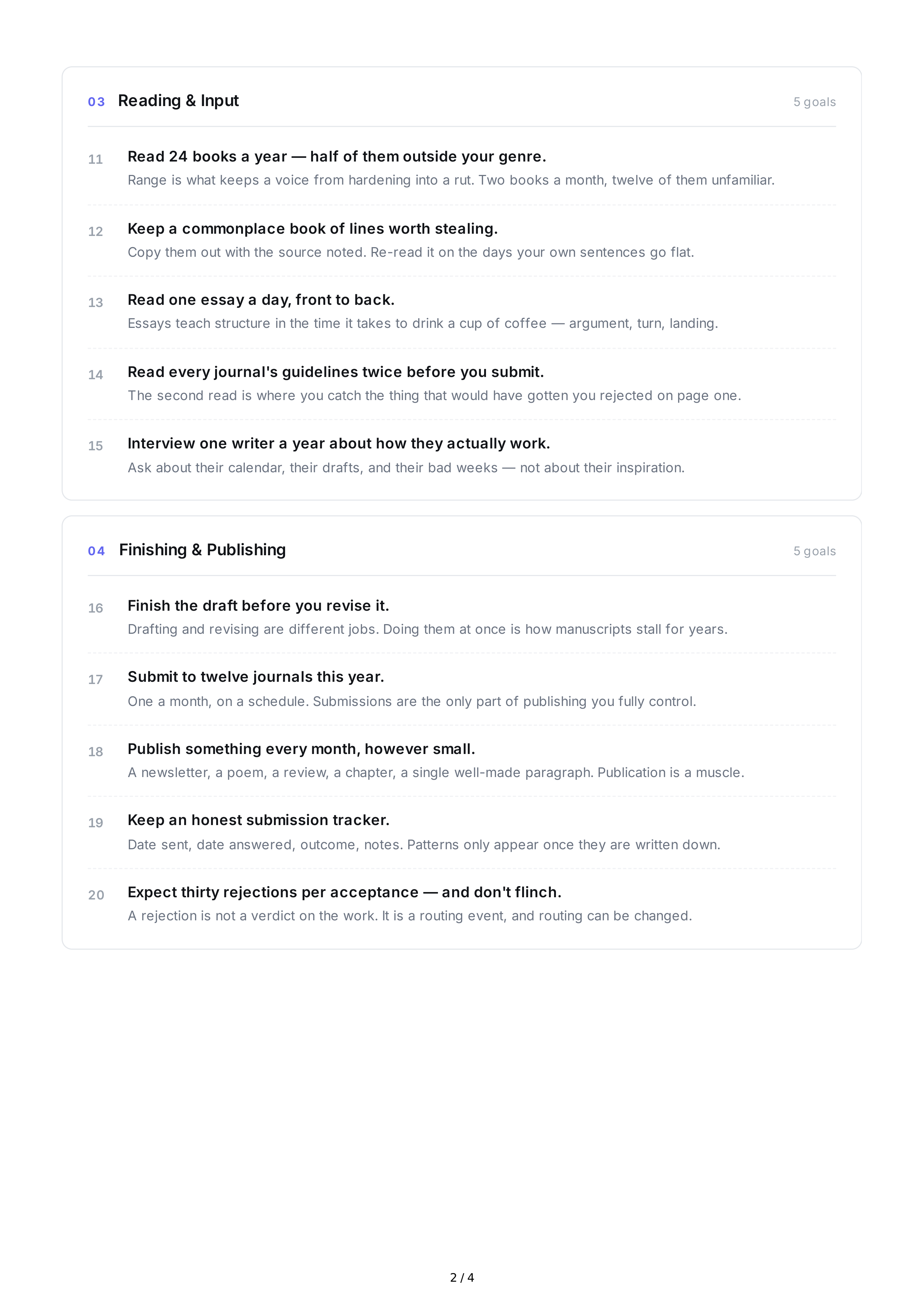 Writing Life Goals — page 2