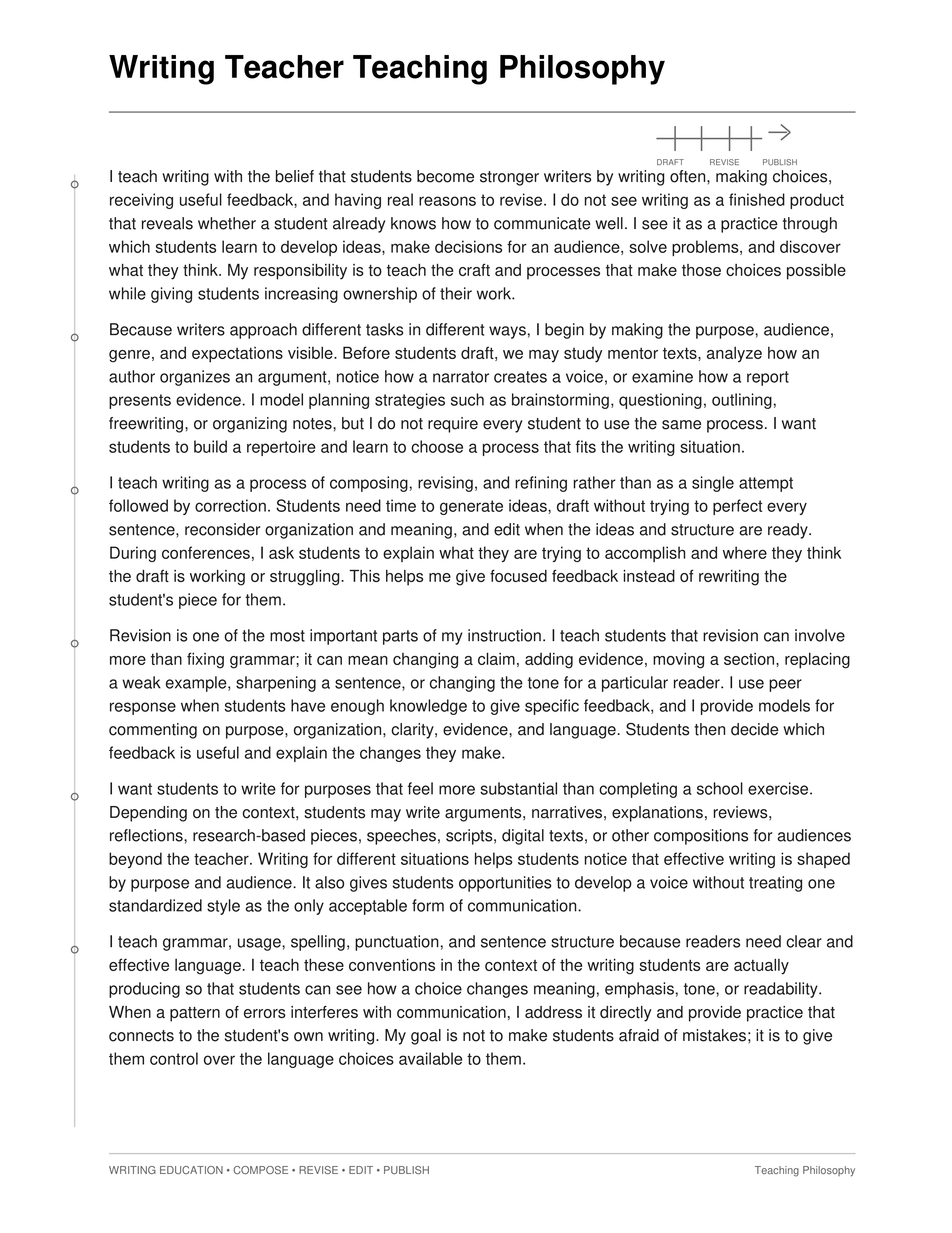 Writing Teacher Teaching Philosophy — page 1