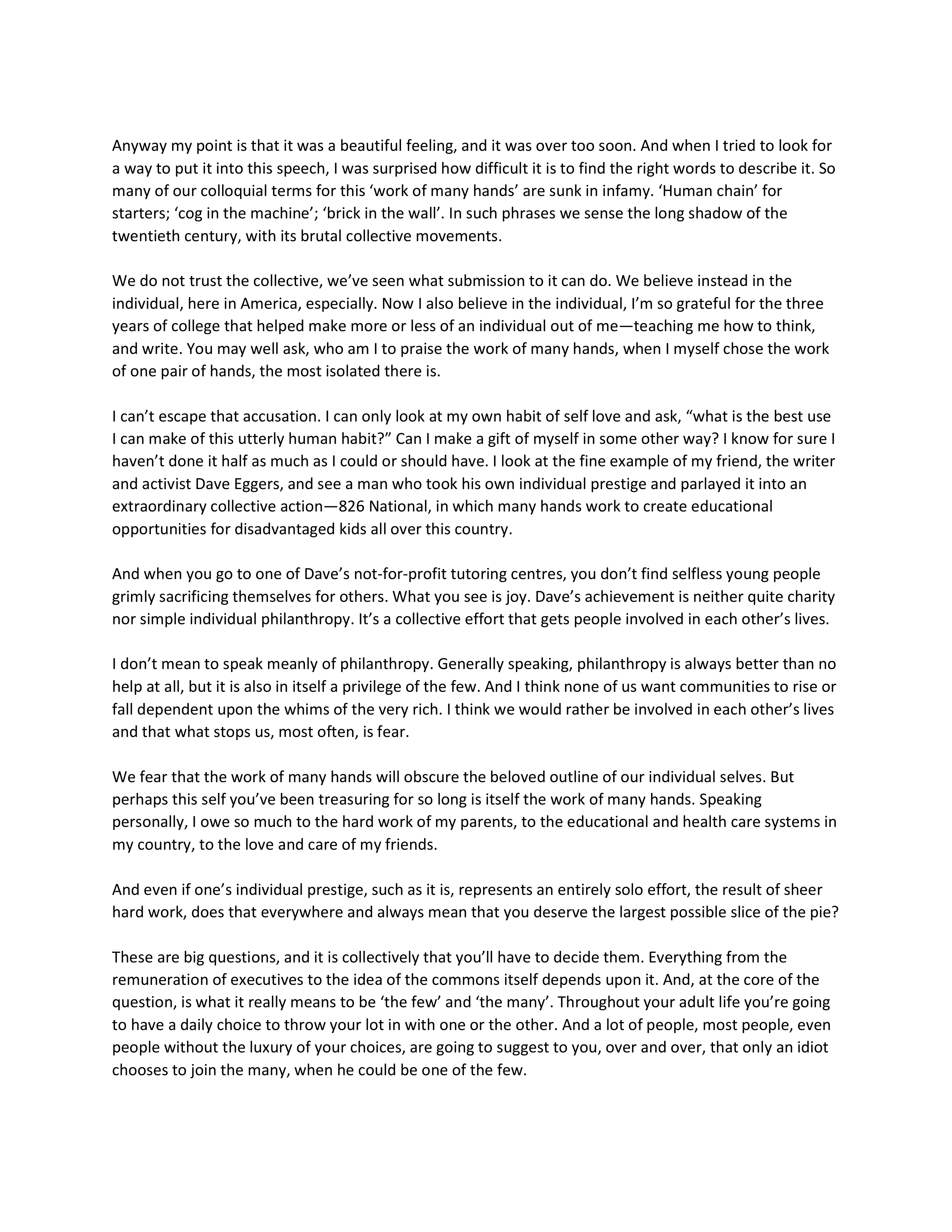 Zadie Smith Commencement Speech — page 4
