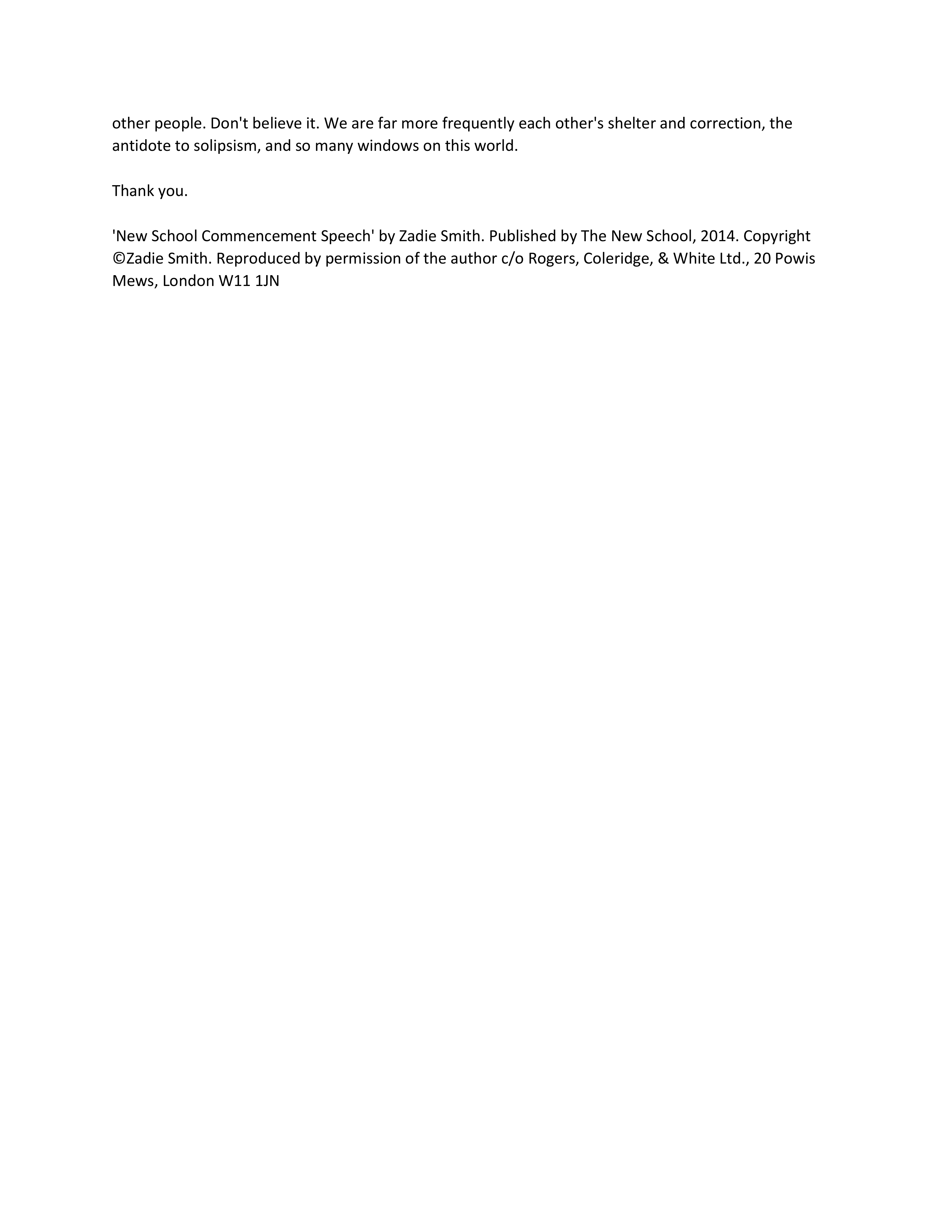 Zadie Smith Commencement Speech — page 6