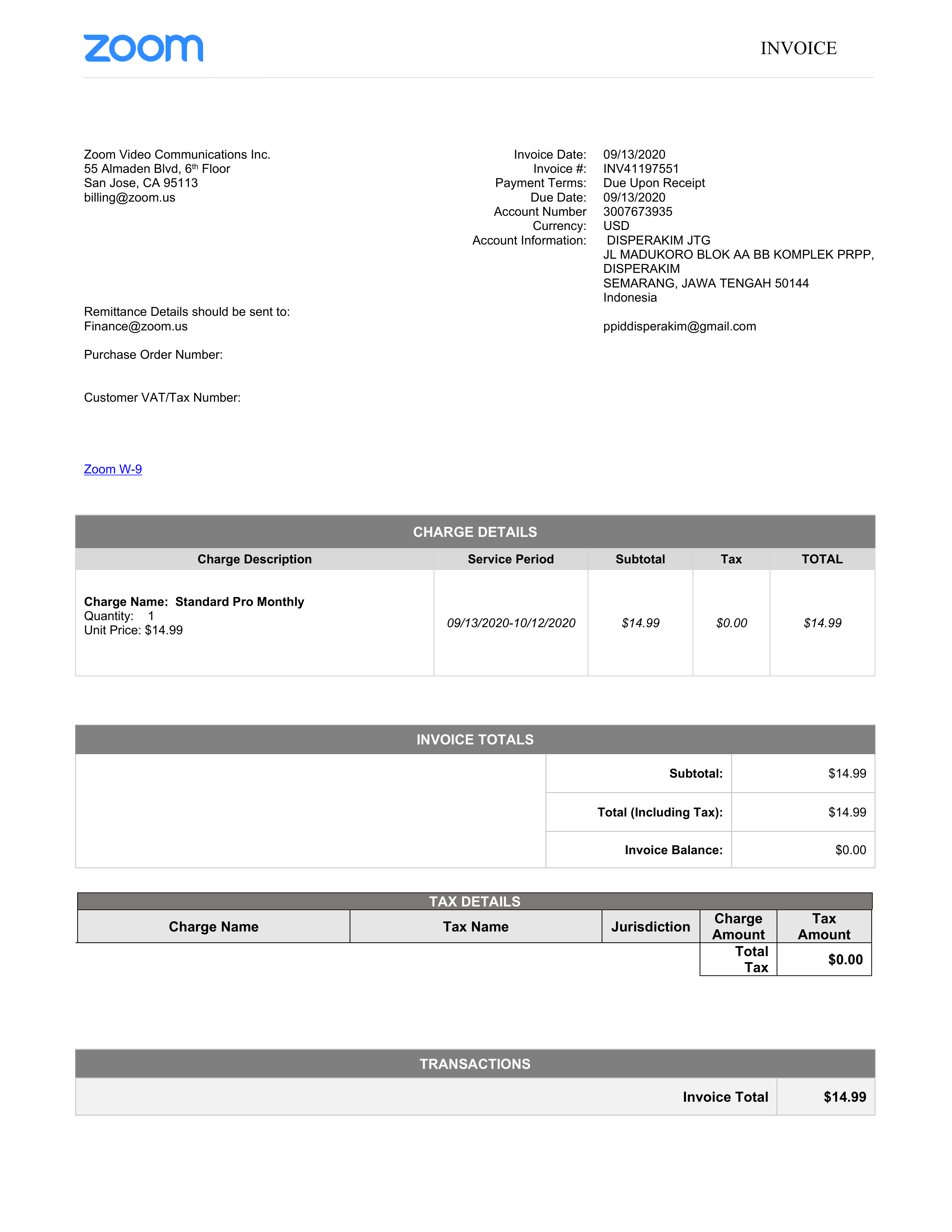 Zoom Business Invoice — page 3