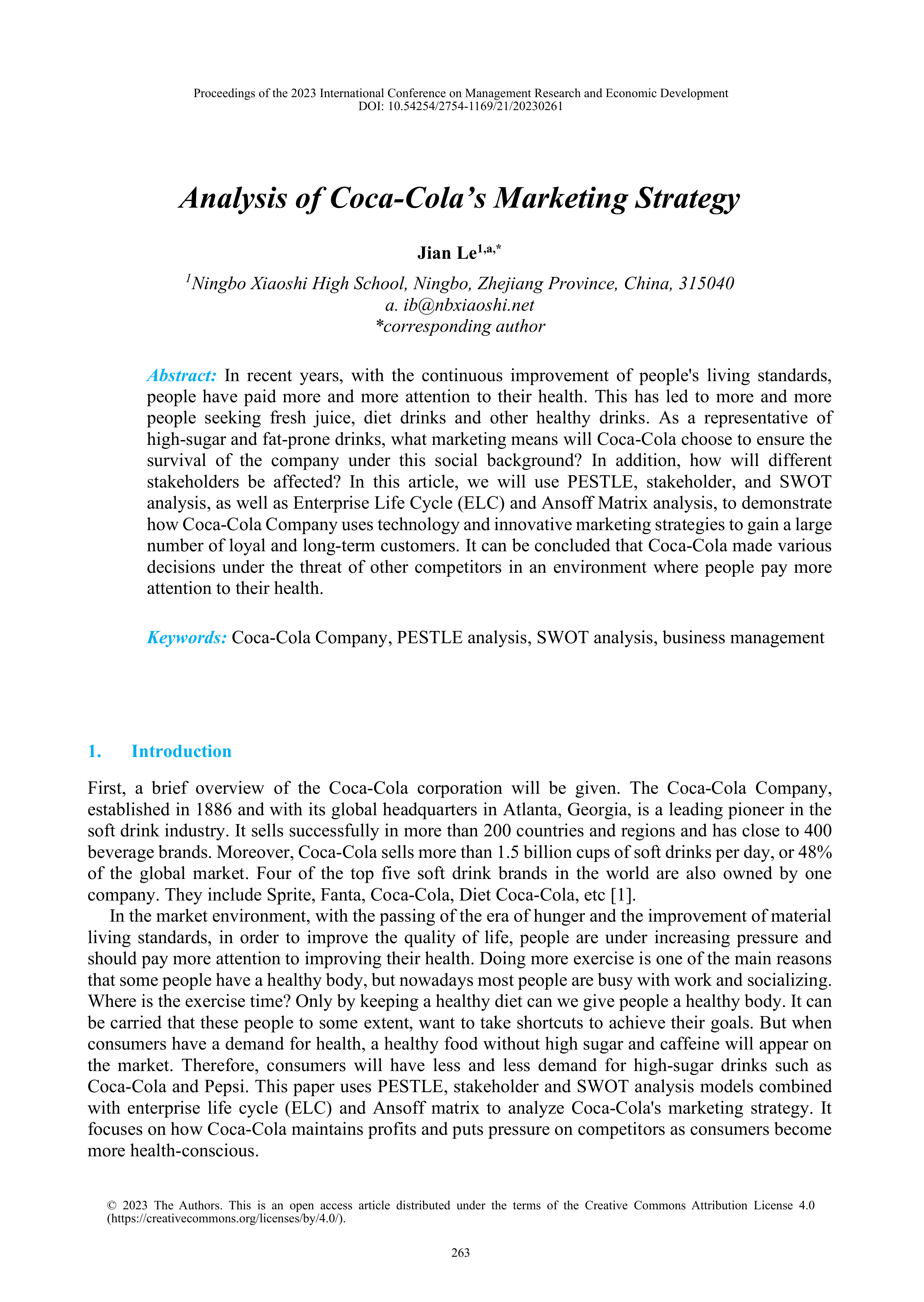 Coca Cola Marketing Strategy — page 1