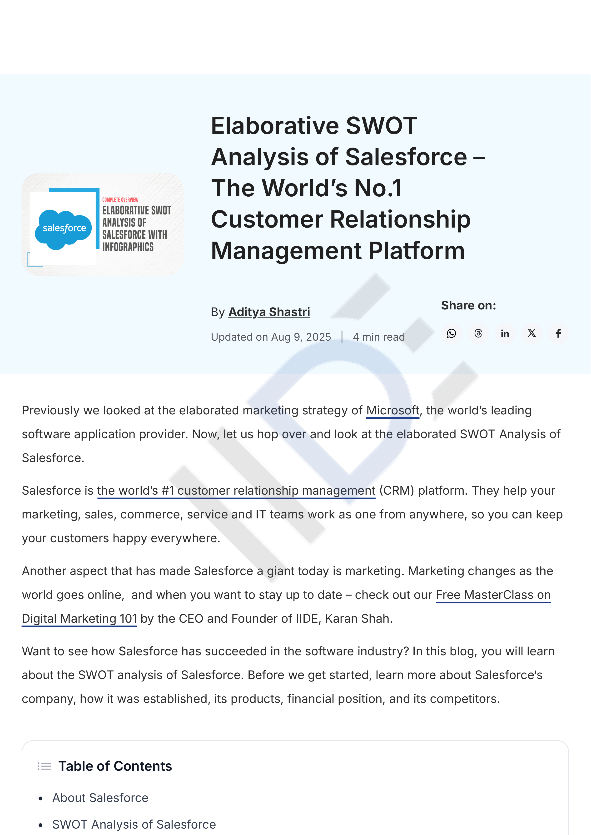 Salesforce Swot Analysis  — page 1